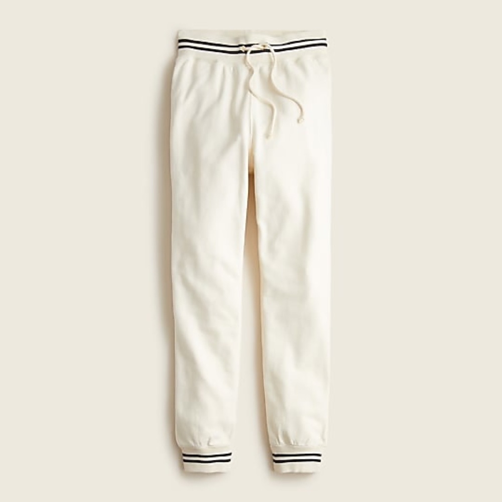 J Crew BRAND NEW, University terry sweatpant with striped cuffs